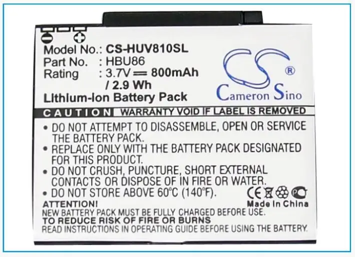 

Cameron Sino 800mAh battery for HUAWEI T7200 U7200 V810 HBU86 Mobile, SmartPhone Battery