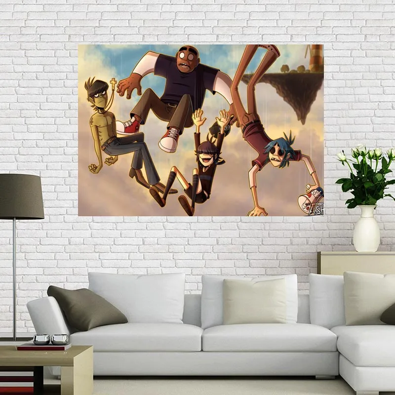 На заказ Gorillaz печатает холст роспись стены Шелковый плакат ткань печать DIY ткань плакат - Цвет: 3