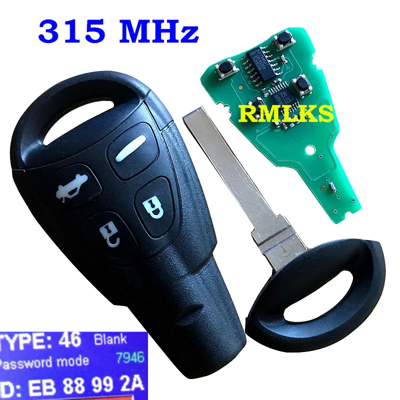 Для LTQSAAM433TX Saab 9-3 9-5 4 кнопочный умный фонарь PCF7946AT 434 МГц/315 МГц чип | Автомобили и