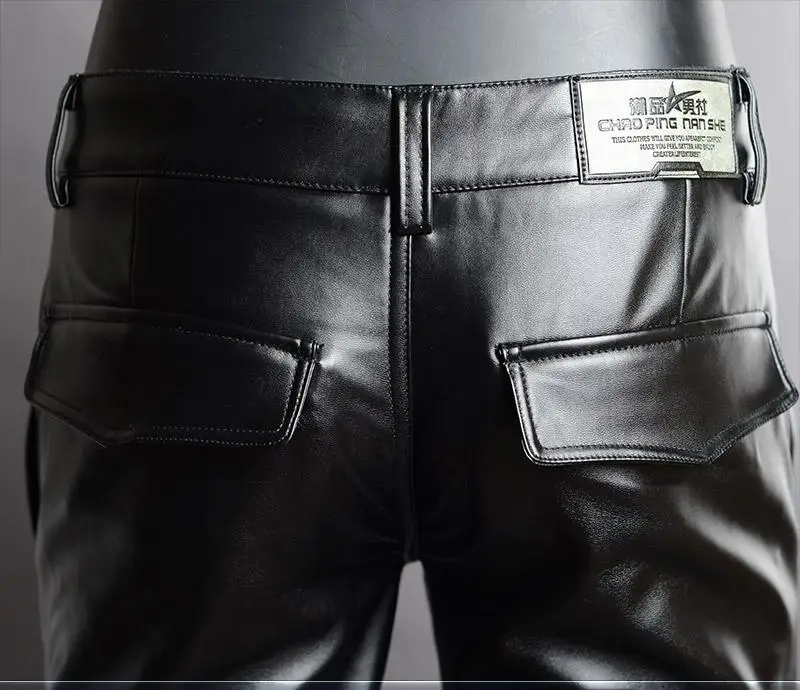 Новые мотоциклетные Клубные обтягивающие кожаные брюки мужские популярные