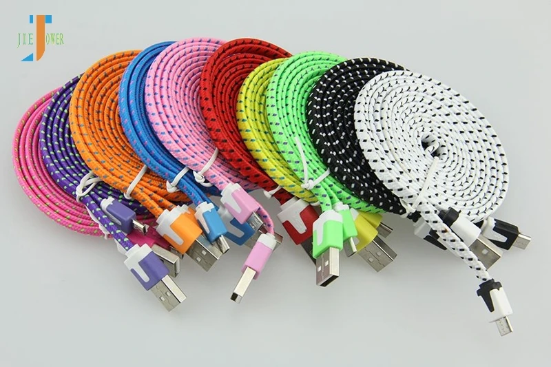 100 шт 1 м 2 м 3 м прочный плоский плетеный тканевый type C type-C Usb C USB-C Micro USB кабель для зарядки и синхронизации данных для IPhone samsung
