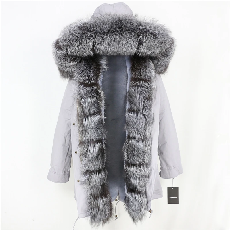 OFTBUY длинная парка, пальто с натуральным мехом, зимняя куртка для женщин, Воротник из натурального Лисьего меха, Толстая теплая брендовая Роскошная Съемная уличная одежда