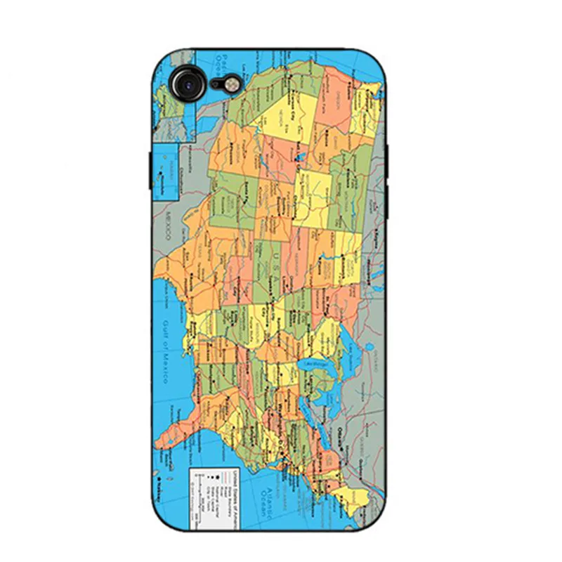 Карта мира путешествия жесткий черный чехол для телефона iphone 6 7 8 plus X10 5 5C 4S