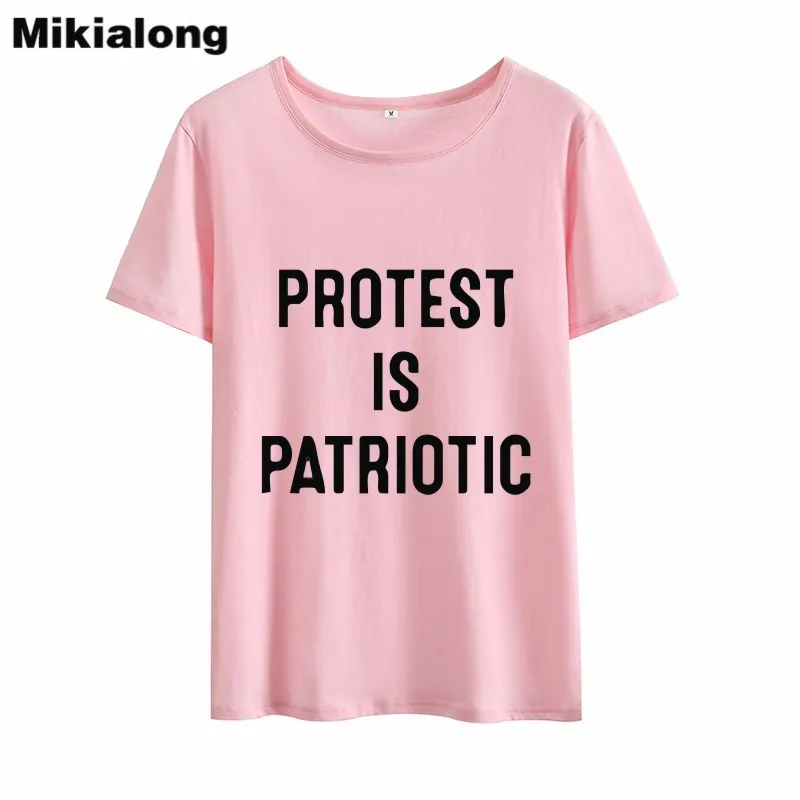 OLN PROTEST IS PATRIOTIC летняя футболка женская 2018 Ulzzang в стиле Харадзюку Топы Винтаж с