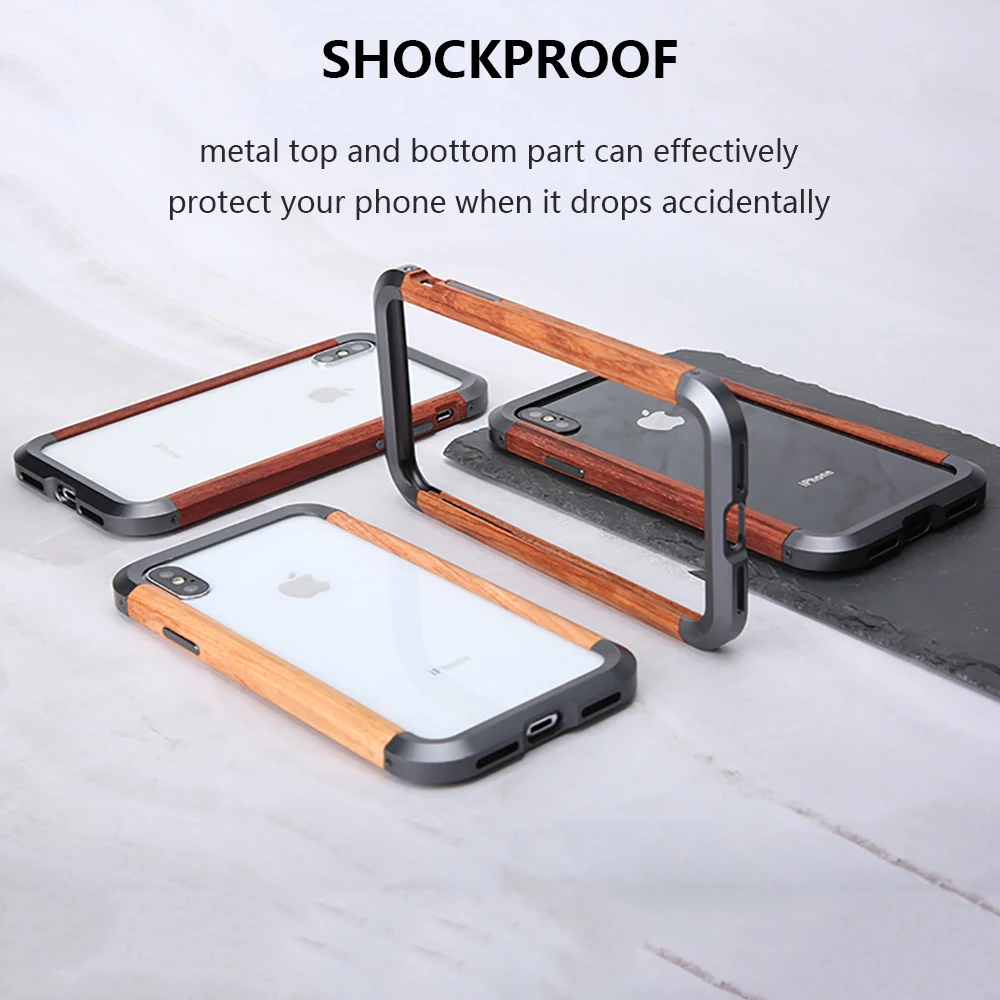 Для iPhone XS Max бампер чехол Роскошный тонкий из натурального дерева жесткий металлический гибридная Защитная Броня чехол для iPhone X Деревянный чехол Капа