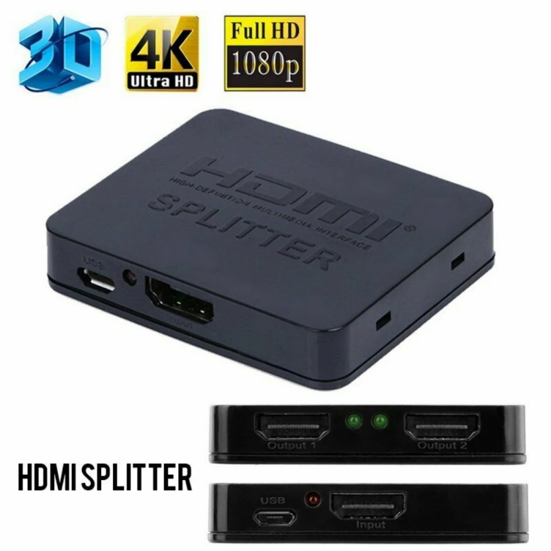 HDMI сплиттер 1 вход 2 выхода коммутатор коробка концентратор Поддержка 4K * 2K 3D 2160p1080p