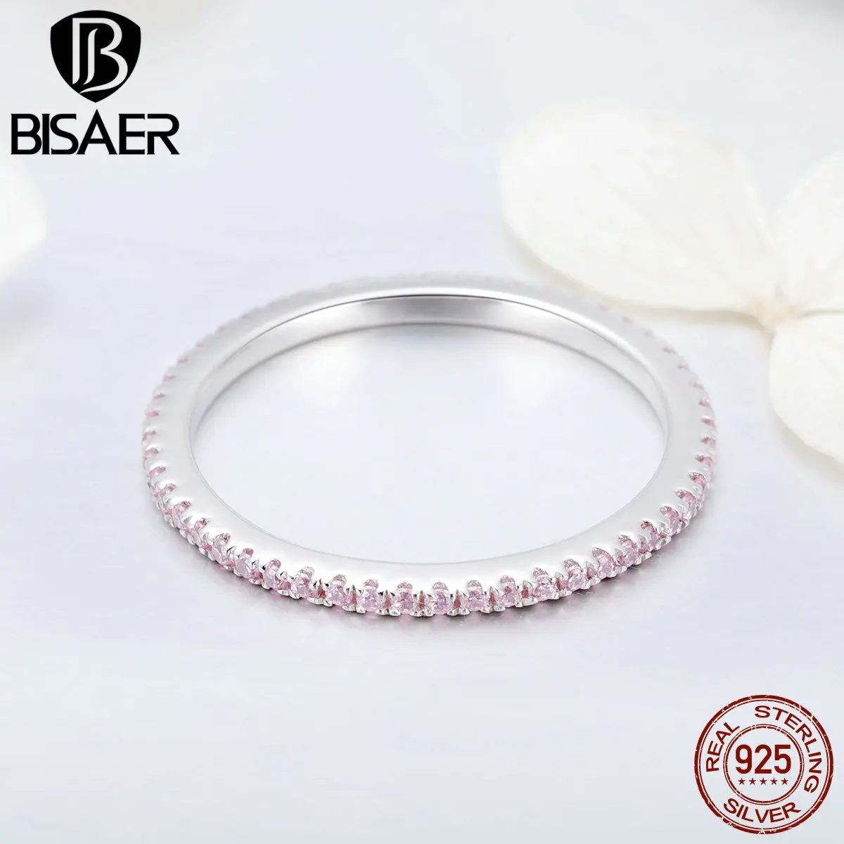 BISAER 925 пробы Серебряное простое геометрическое обручальное кольцо для женщин круглое кольцо женское, Стерлинговое серебро ювелирные изделия ECR066