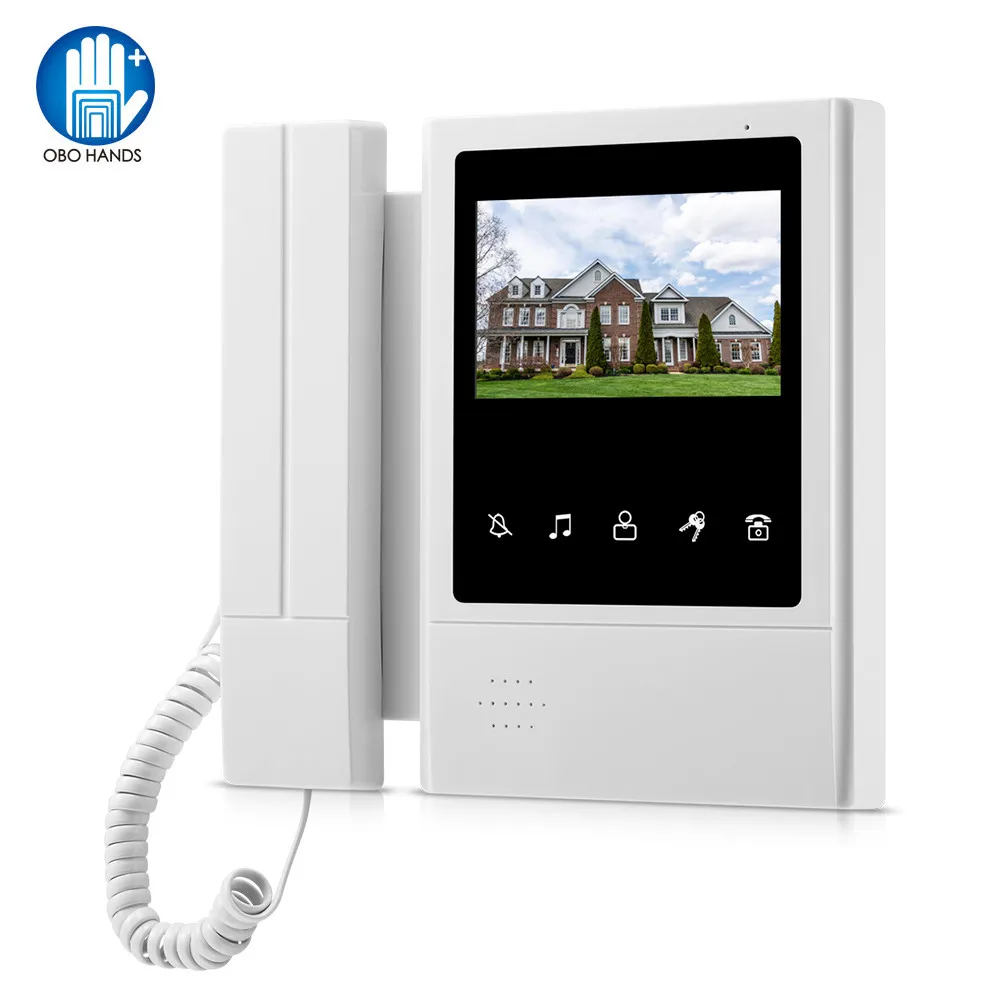 OBO 4.3inch TFT-LCD Wired Color Video Intercom System Kit Video Door Phone Indoor Monitor Screen Doorphone Doorbell for Home