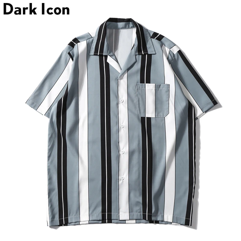 Мужская рубашка в полоску Dark Icon уличная с отложным воротником и передним