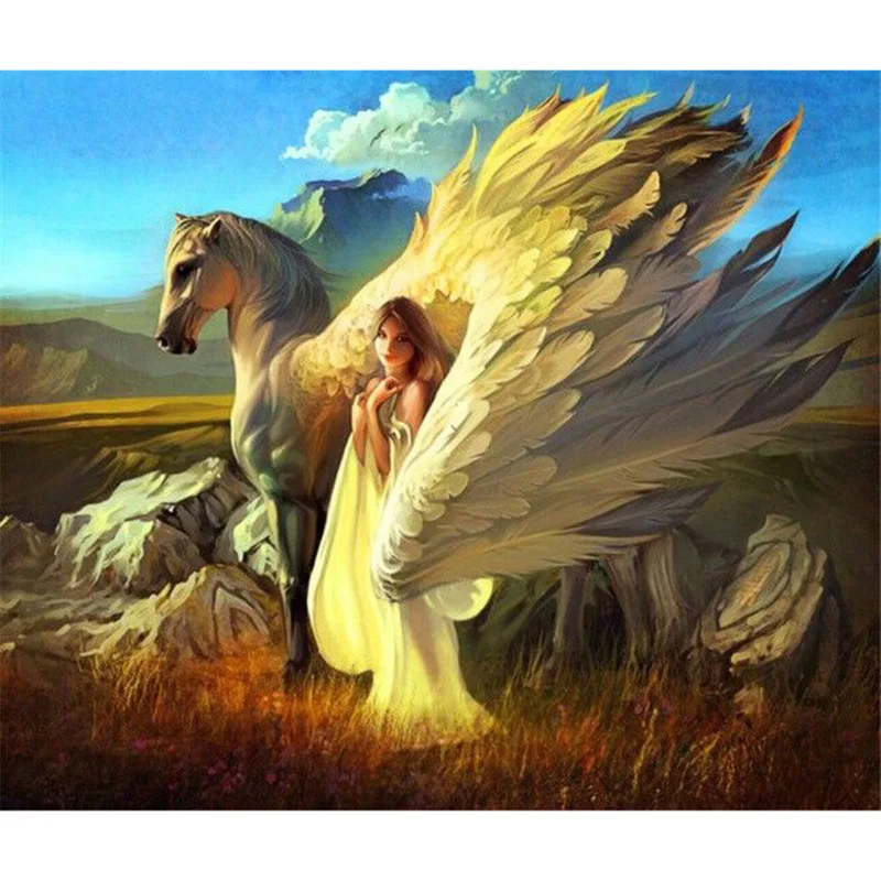 50x60 см Fly Horse девушка алмазов картина 5D DIY Вышивка крестиком Полный Круглый