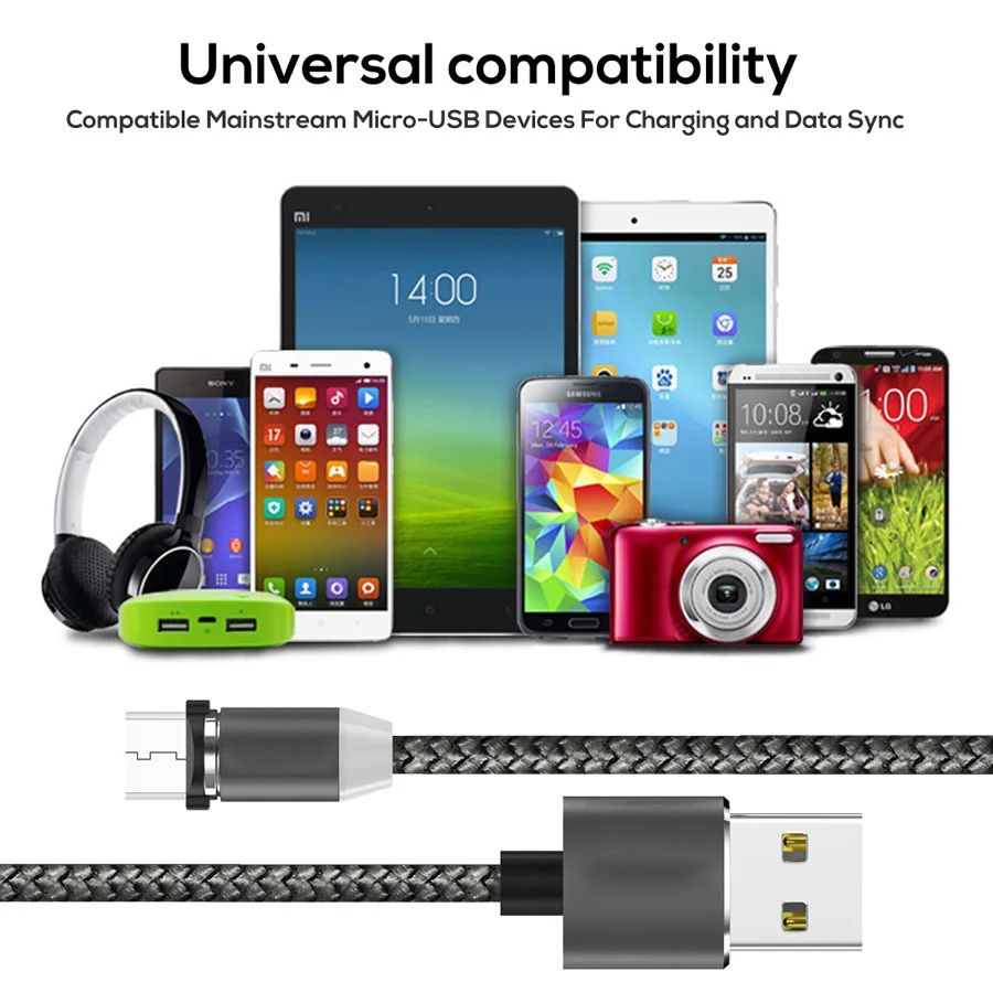 2.1A Магнитный Micro USB кабель зарядное устройство Быстрая зарядка для Samsung s6 S7 s8 TYPE C