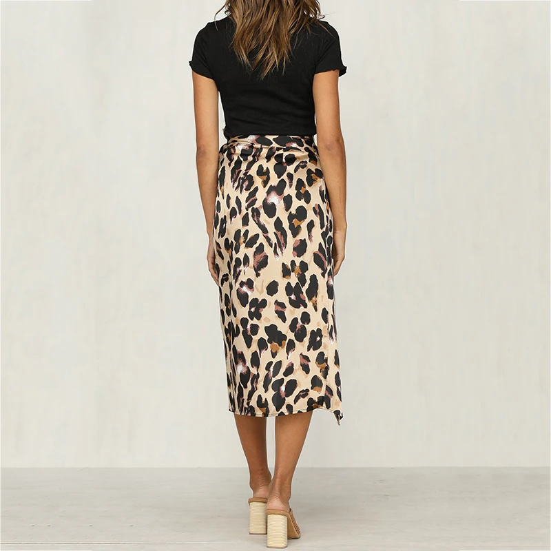 Женская Повседневная леопардовая юбка формальная высокая талия тонкая бедра