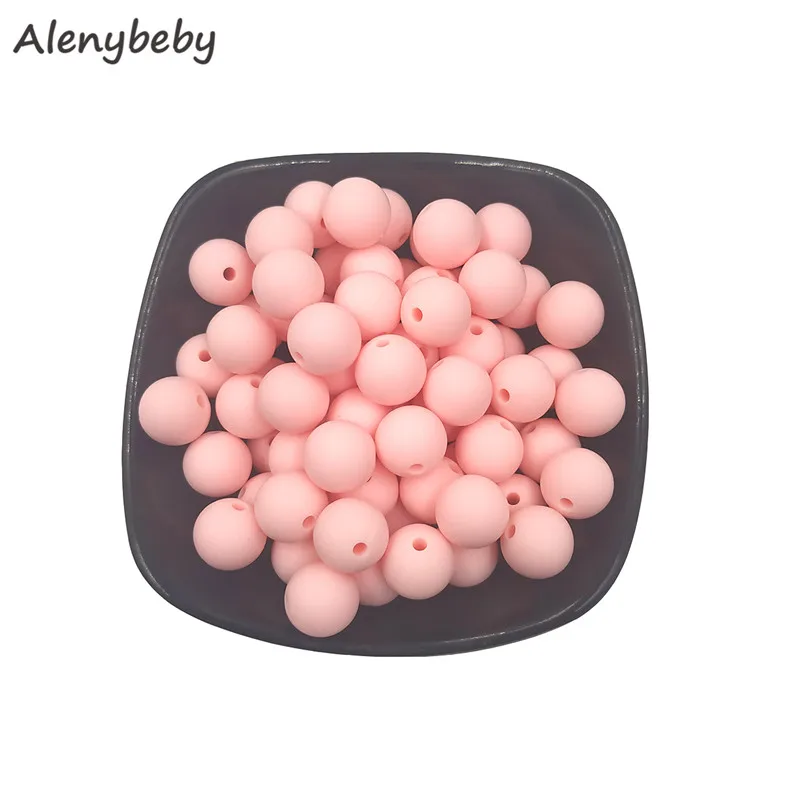 Rose quartz 100pc силиконовый для детей для прорезывания зубов бусины 15 мм безопасный пищевой Клас Уход жевательные круглые Без БФА, силиконовый бисер зубное кольцо для ребенка ожерелье - Цвет: Rose quartz