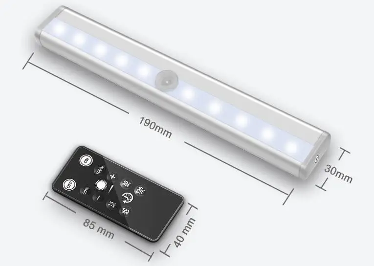 With Remote Control Светодиодный PIR датчик движения под шкафом свет 10 светодиодный s Кухня Освещение спальня лампа шкаф лампочки для гардероба шкаф ночные светильники - Цвет: With Remote Control