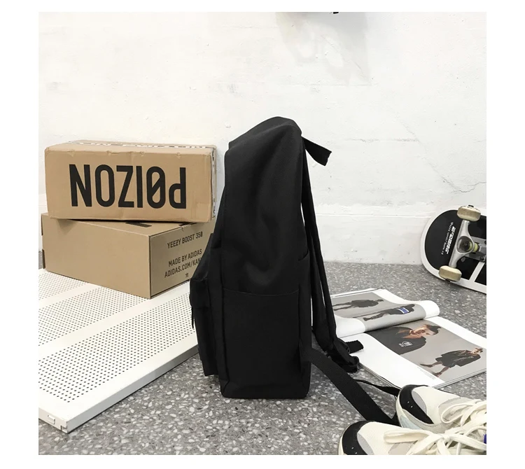 Solid Black Backpack Preppy Style Letters School Bag for Teenage Girls Brand High Quality Nylon Leisure Or Travel Bags Package