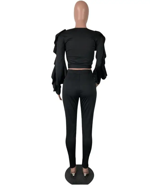 2018 autumn and winter new style European American fashion multi-color multi-code two-piece long sleeve edge | Женская одежда