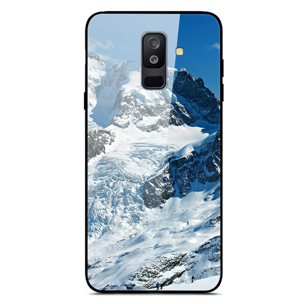 Бордовый Чехол из закаленного стекла для samsung Galaxy A6 A6 Plus, силиконовый чехол-бампер, окрашенный чехол для телефона samsung A6 A6plus, чехол - Цвет: Бордовый