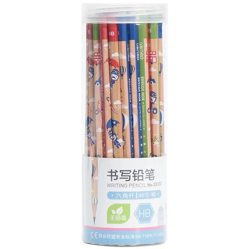 

deli bassos print wood pencil 2b hb writing pencils bottled standard black pencil