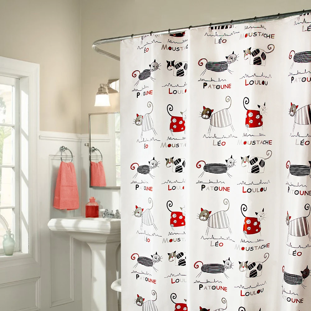 Забавные мультяшные кошки тканевые занавески для душа вкладыши маленьких детей