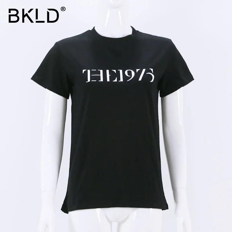 BKLD 2018 женские футболки с коротким рукавом и круглым вырезом буквенным принтом 1975