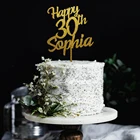 Пользовательское имя и возраст счастливое украшение для именинного торта деревенский торт Топпер для юбилея индивидуальные, деревянные зеркальные золотые вечерние Декор