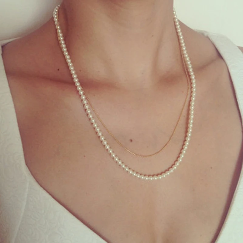 Фото Летнее модное ожерелье с длинным жемчугом аксессуары для подарка другу |