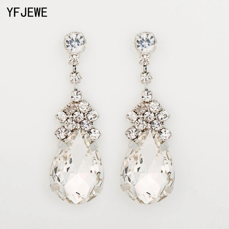 

YFJEWE Cubic Zirconia Drop Earrings With Tiny CZ Luxury Bridal Wedding Earrings For Women Rhodium Plated Wholesale E038