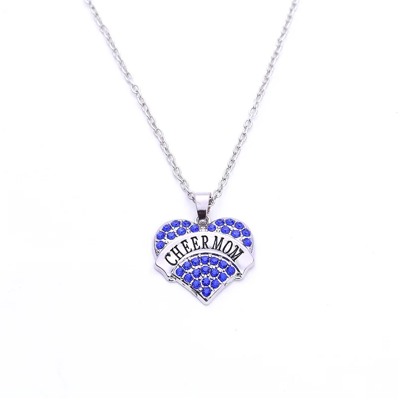 Ожерелье с сердцем Cheer Mom прозрачные кристаллы|rhinestone clips for hair|necklace catnecklace 18k |