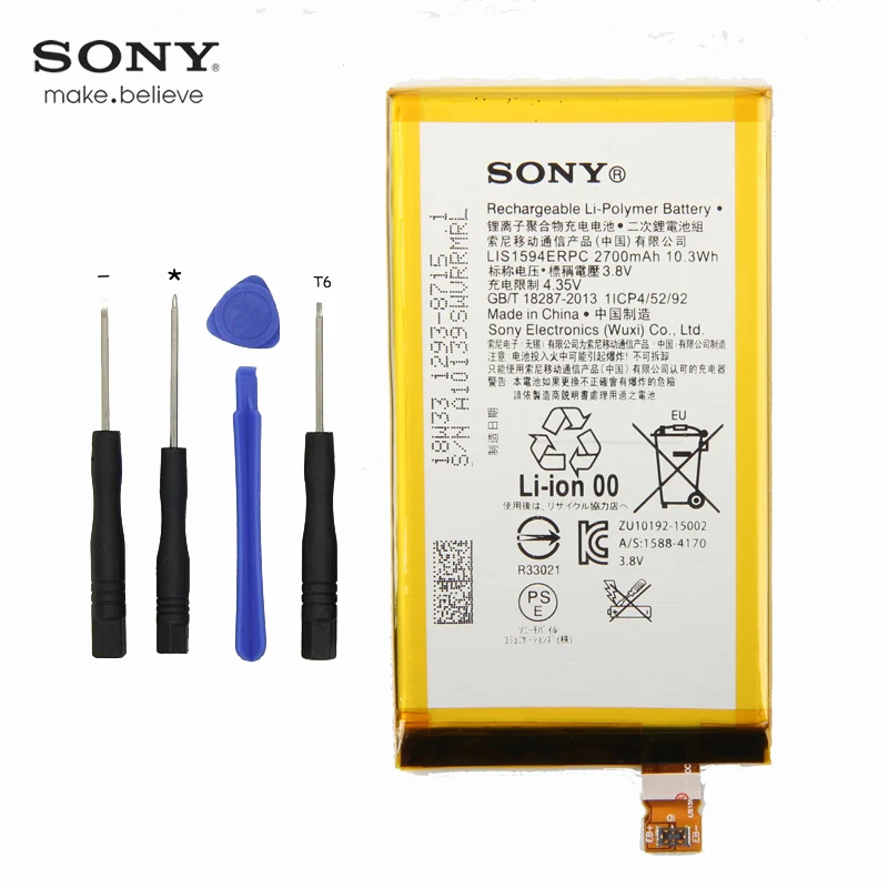 Оригинальный аккумулятор Sony LIS1594ERPC для Xperia Z5mini XA Ultra C6 F3216 F3215 F3216Xc Xmini F5321 Z5C Z5 compact 2700