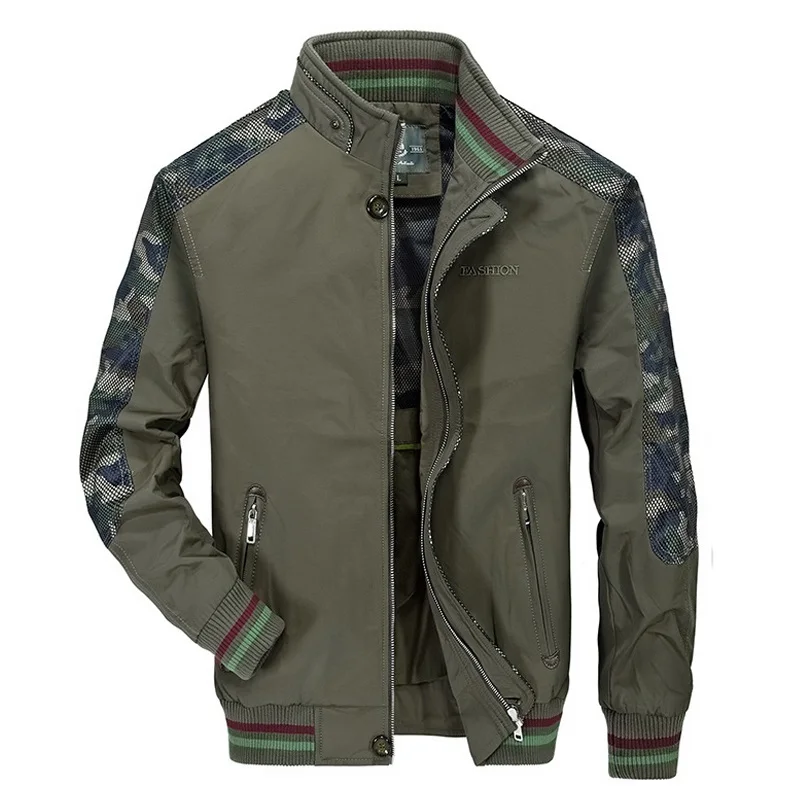 

Camouflage Autumn Jacket Men Fashion Patchwork Coat Men Stand Collar Long Sleeves M-4XL Big Size Outwear Military Mens Jackets