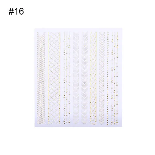 Pattern 25 11,5*6 см золотые 3D наклейки для ногтей s линии полосы геометрическое сердце самоклеющиеся DIY переводная Наклейка Маникюр Дизайн ногтей украшения - Цвет: Pattern 25