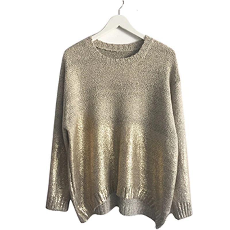 Fashion 2019 Womens Golden Gradient Jumpers Oversized Pullover Ladies Loose Sweater Plus Size Bat-sleeve Blouse Tops Knitwear | Женская