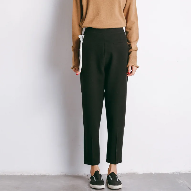 Повседневные длинные брюки Pantalon Femme корейская весенне-осенняя одежда свободные винтажные Талия на резинке Женские шаровары QH217