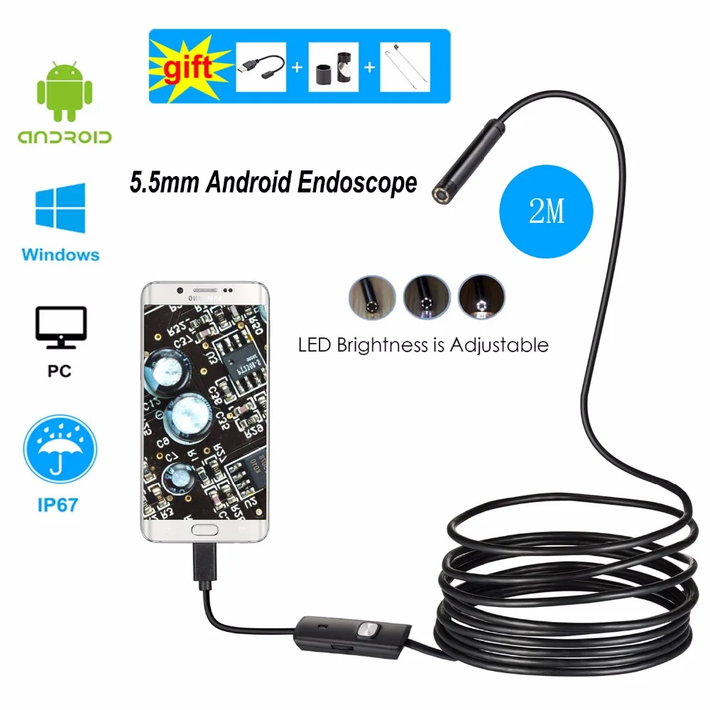 5 мм объектив 1M1. м 2 3 Android USB эндоскоп камера змея кабель мини для телефона ПК