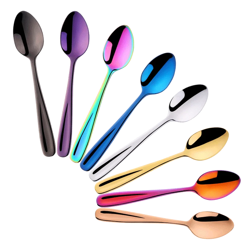 MixColor-8 Pcs 8 шт. Чай Кофе суп Мёд десертная ложка Металл 18/10 Нержавеющая сталь Радуга посуда столовые приборы детская мини ложки - Цвет: MixColor-8 Pcs