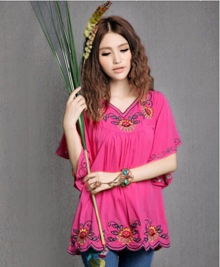 Новый летний 2019 Винтаж мексиканская Этническая цветок вышивка Boho Хиппи Бабочка