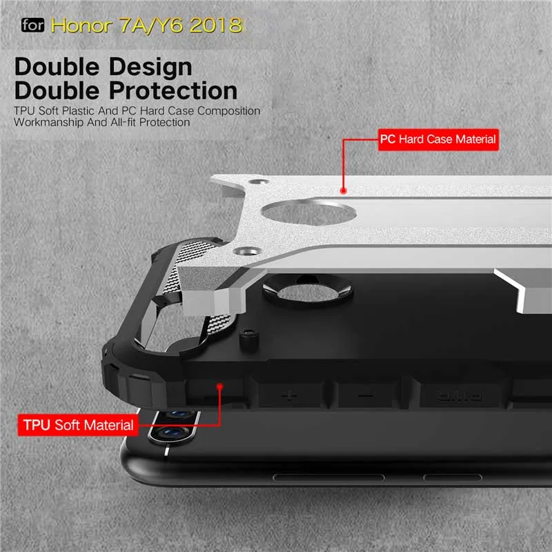 Beworlder Armor Cases For Huawei Honor 7A Case Y5 2018 Silicone Cover TPU + PC ShockProof Coque Y6 Prime |