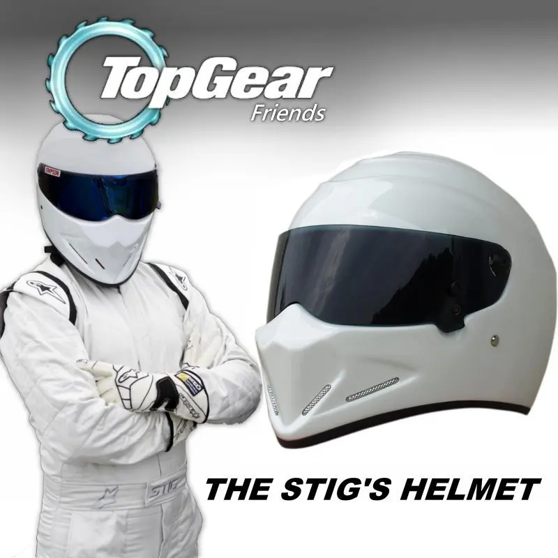 

For Top Gear The STIG Helmet Casco De Motocicleta with Black Visor / Capacete as SIMPSON Pig / White Motorcycle Casque I'm Stig