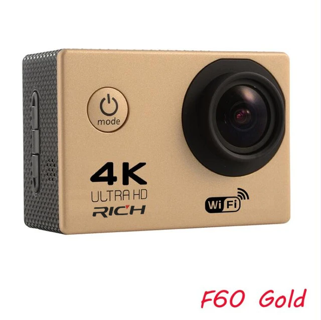 Богатая Экшн-камера F60/F60R Ultra HD 4 K/30fps WiFi 2," 170D go Helmet Cam pro Подводная Водонепроницаемая Спортивная камера - Цвет: Серебристый