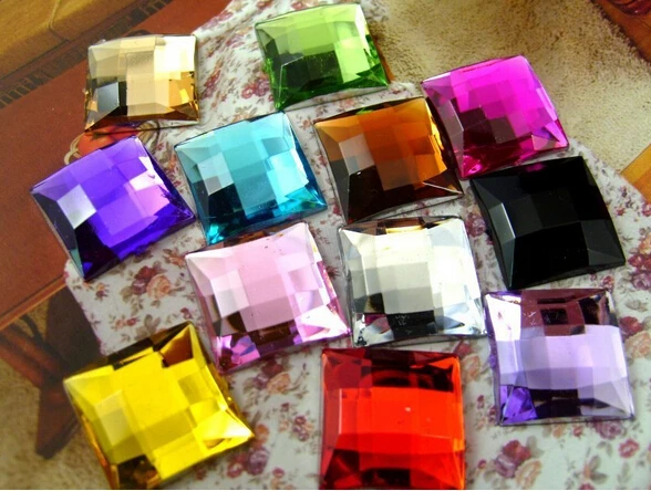 

1000pcs/Bag 14mm Square Shape Flat Back Superior Taiwan Acrylic Rhinestones Beads,DIY Jewelry accessories.