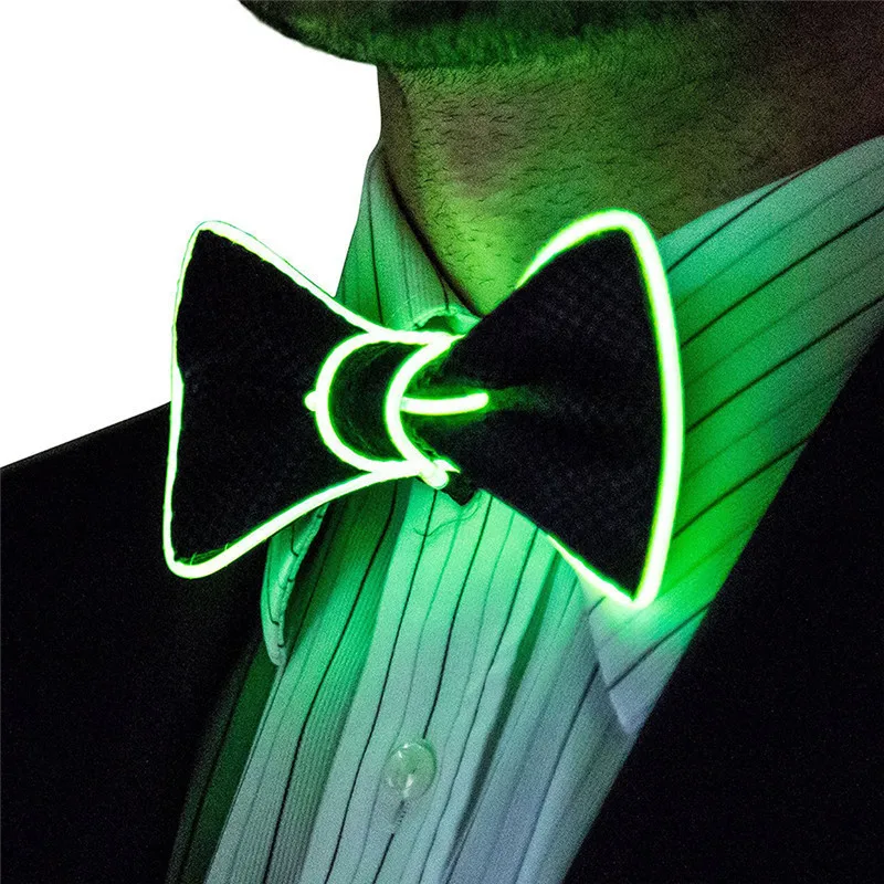 

2018 New Design Fashion Light 10 Color Light Up LED Bow Tie glowing EL wire Bow Tie For DJ,bar,club and Evening Party Decoration