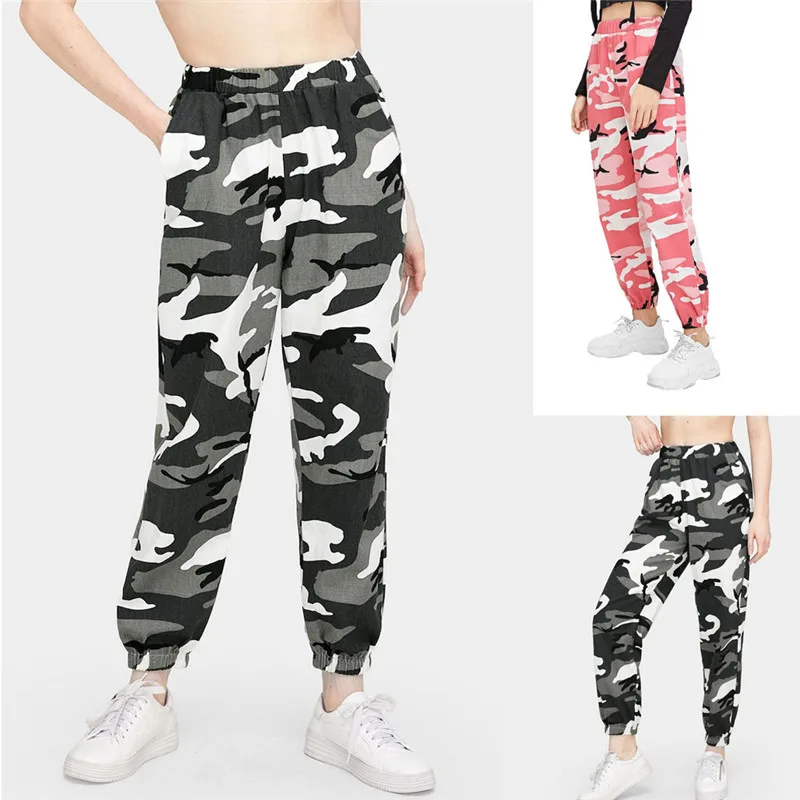 

hirigin female Camouflage Loose cotton Pants ladies Cargo Military skinny Long Trousers Women's Street Hip Hop casual capris