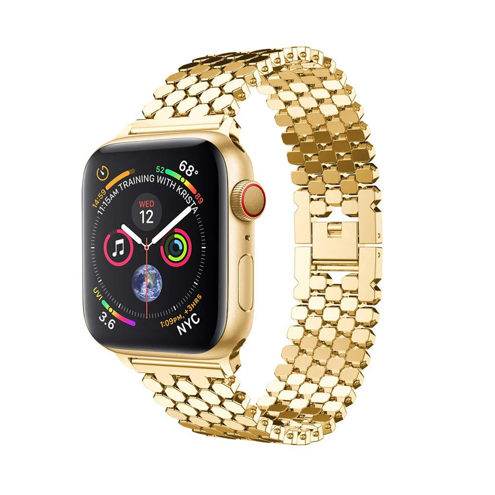 Ремешок из нержавеющей стали для apple watch 6 band 44 мм/40 мм/42 мм 38 металлический браслет