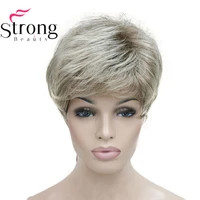 strongbeauty short shaggy layered blonde ombre classic cap full synthetic wig womens wigs