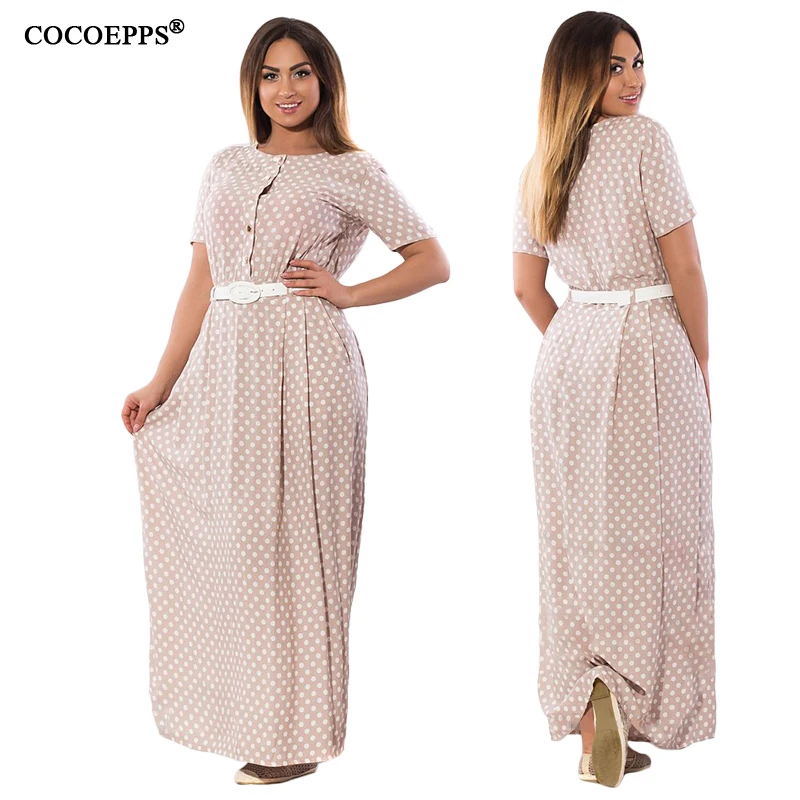 Женское платье макси в горошек с поясом|Женские платья| |