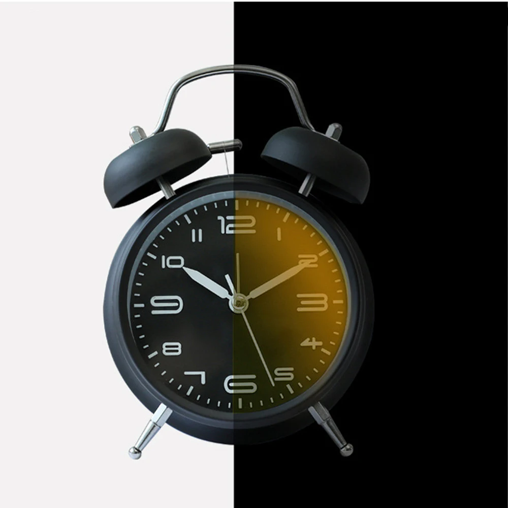 Металлический будильник в скандинавском стиле черный простой ночсветильник с