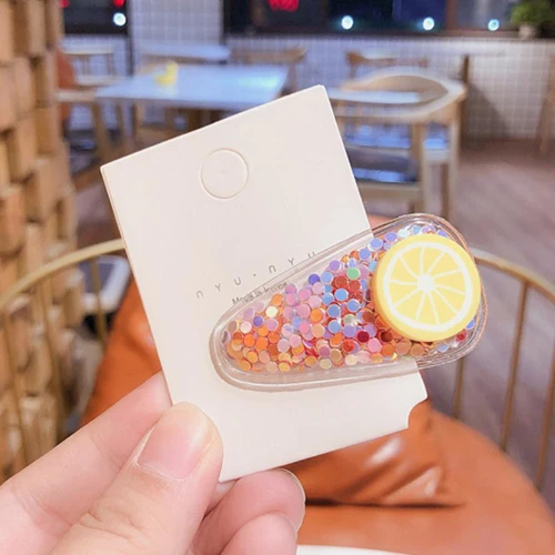 Lemon Новое поступление, заколки для волос с фруктами для девочек, детские милые Мультяшные Клубнички, прозрачные ПВХ заколки, заколки, аксессуары для волос - Цвет: Lemon