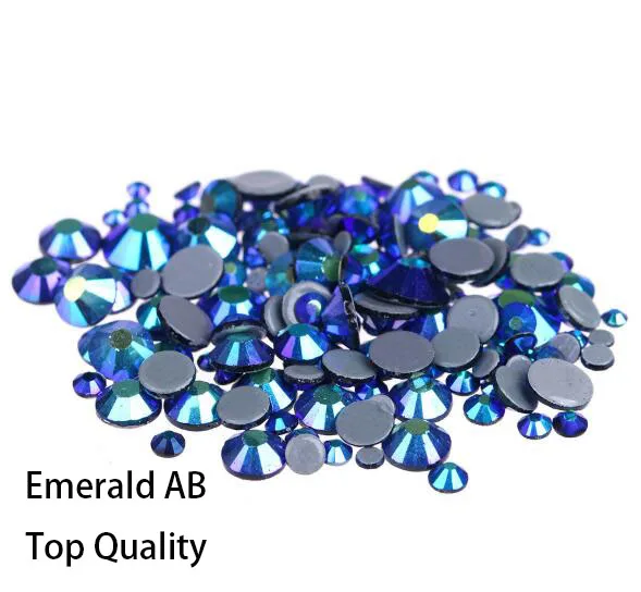

Nail art decorations Emerald AB AAA high Quality Glass Crystal SS16-SS30 Hotfix Rhinestones For clothing Garment Accessorie