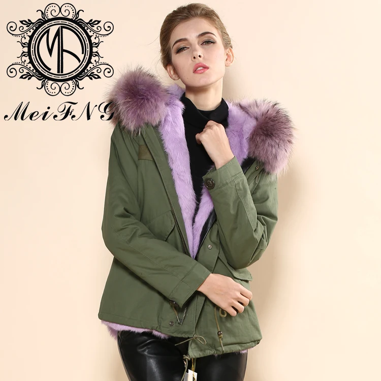 

modern fashion love fur winter coats for women, real rabbit fur parka
