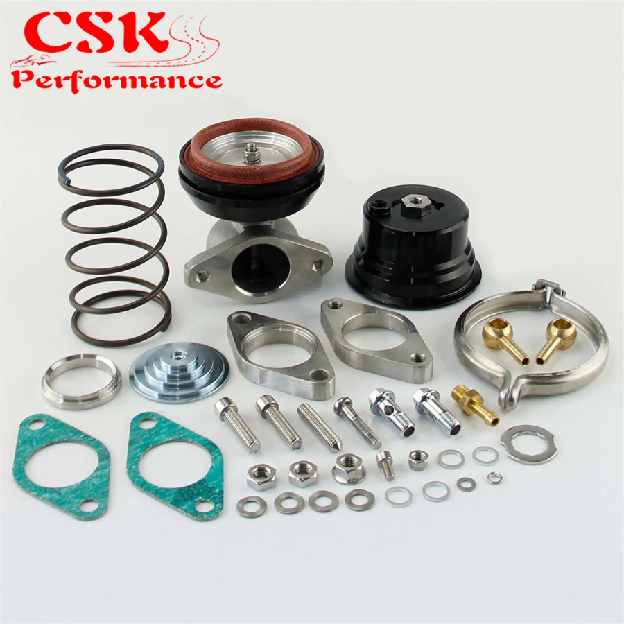 ADJUSTABLE TURBO MANIFOLD 38MM EXTERNAL WASTE GATE BLACK+8 PSI SPRING+FLANGE KIT |